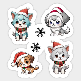 Kawaii Christmas Puppy Set Sticker